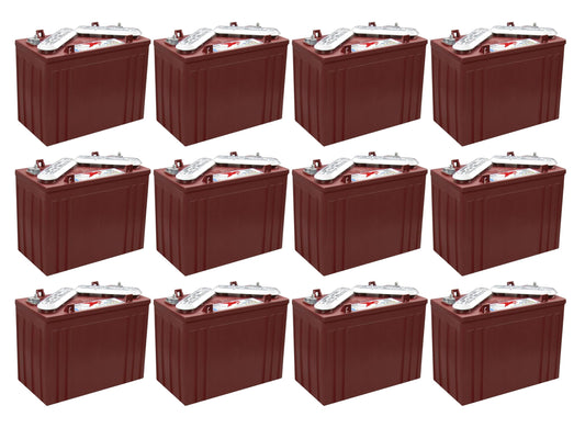 Trojan T-1275 12V Flooded Lead Acid Battery, 150Ah 20-Hr Rate - Set of 12