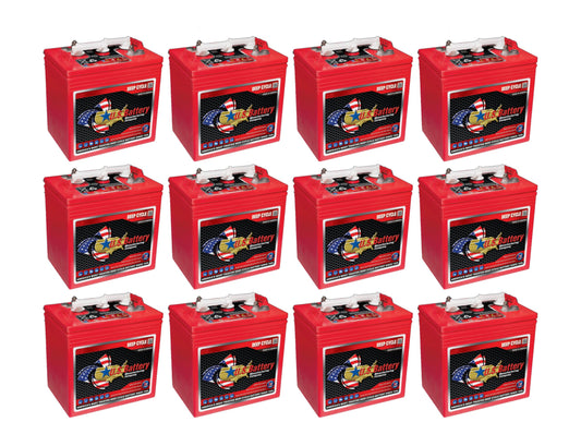 (Set of 12) US Battery US2200XC2 6 Volt 232 Ah Deep Cycle Battery, Group Size GC2 | Replaces T-105 T105