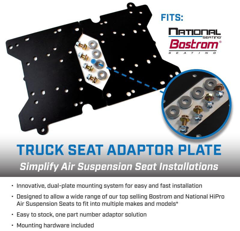 CVG Truck-Tough® Adaptor Plate Kit – Universal Air Suspension Seat Mount for National & Bostrom Hi-Pro Seats | Fits Peterbilt, Kenworth & International Trucks (See Guide) | Easy Install with Hardware
