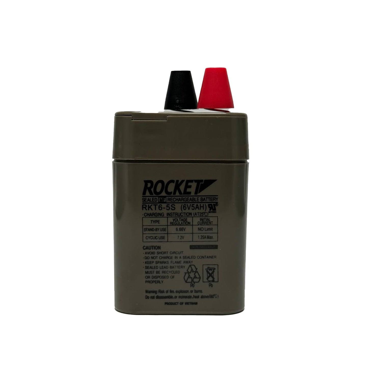 ROCKET RKT6-5S 6V 5Ah SLA AGM Battery - Spring Terminals