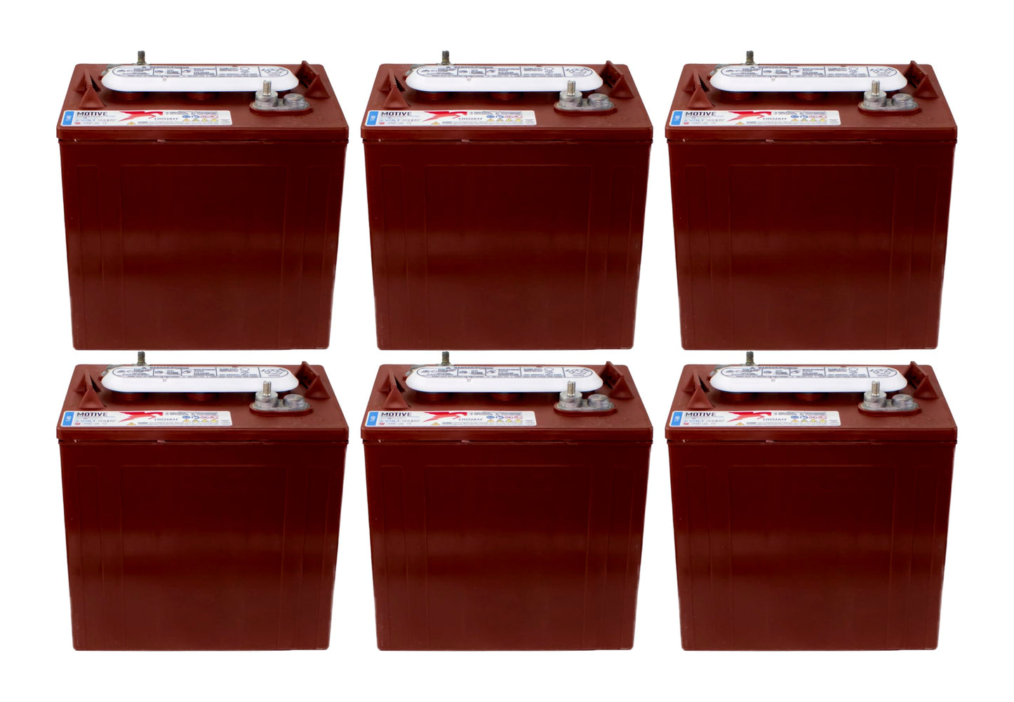 Trojan T-605 6V Lead Acid Battery, 210Ah 20-Hr Rate - Set of 6