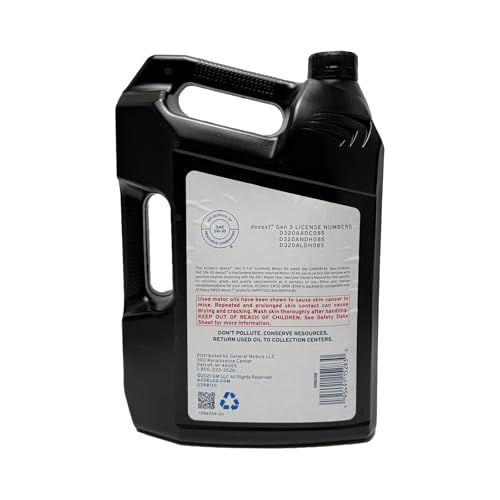 ACDelco GM Original Equipment 10-9330 (19432322) dexosTM1 GEN 3 Full Synthetic 5W-30 Motor Oil - 5 qt