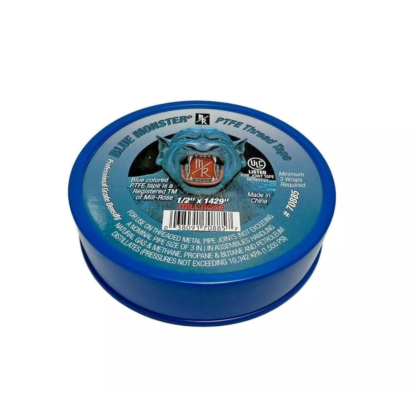 Milrose 70885 Blue Monster 1/2 Inch x 1429 Inch Blue Teflon Tape (3 Pack)