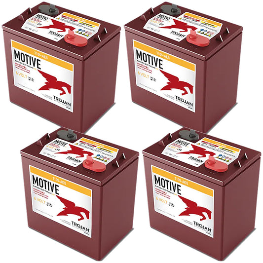 Banshee 4 Pack of Trojan T105-AES 6V Superior Deep Cycling VRLA AGM Batteries, Maroon