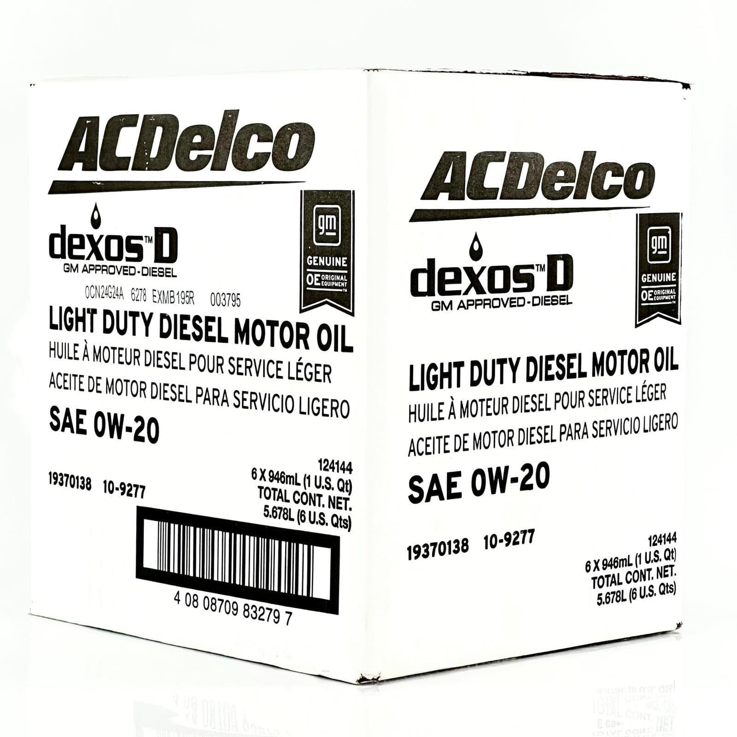 ACDelco GM Original Equipment 10-9277 (19370138) dexosD™ 0W-20 Diesel Motor Oil - 1 qt (Pack of 6)