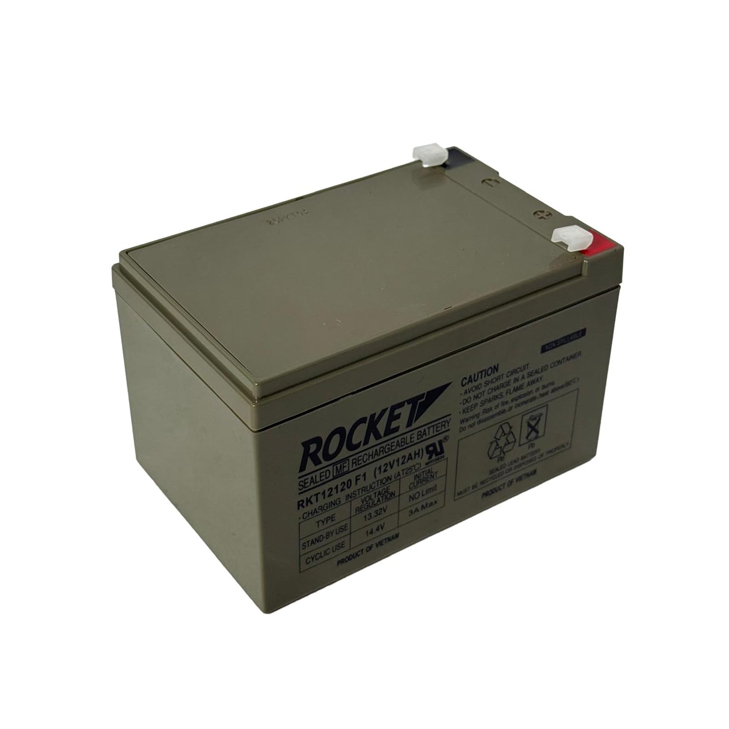 ROCKET RKT12120 F1 12V 12Ah Sealed Lead Acid AGM Battery – Rechargeable, Maintenance-Free, Non-Spillable – For Alarm Systems, Emergency Lighting, Mobility, UPS & Solar
