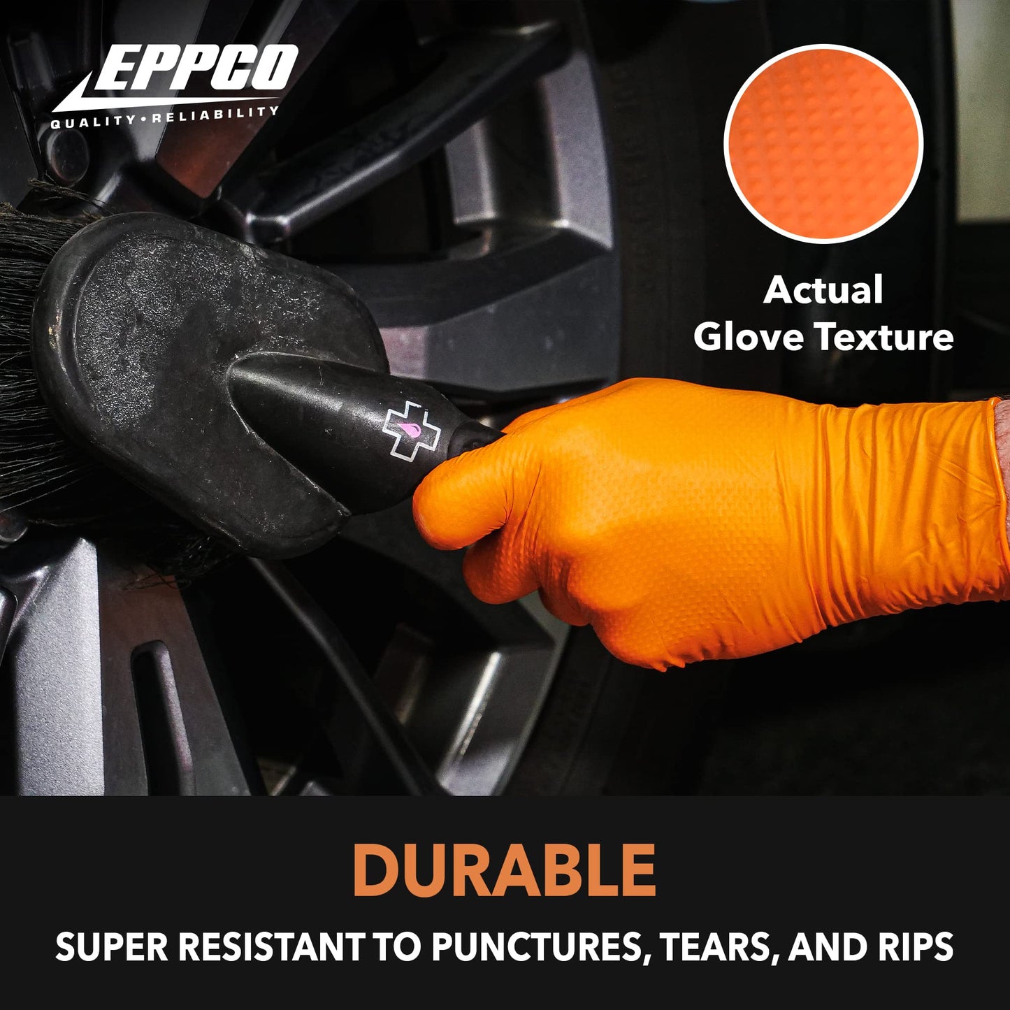 EPPCO Unisex-Adult Tigergrip Orange Nitrile Gloves