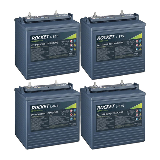 ROCKET L-875 170Ah 8V Golf Cart Battery - Replaces Trojan T-875 (Set of 4)