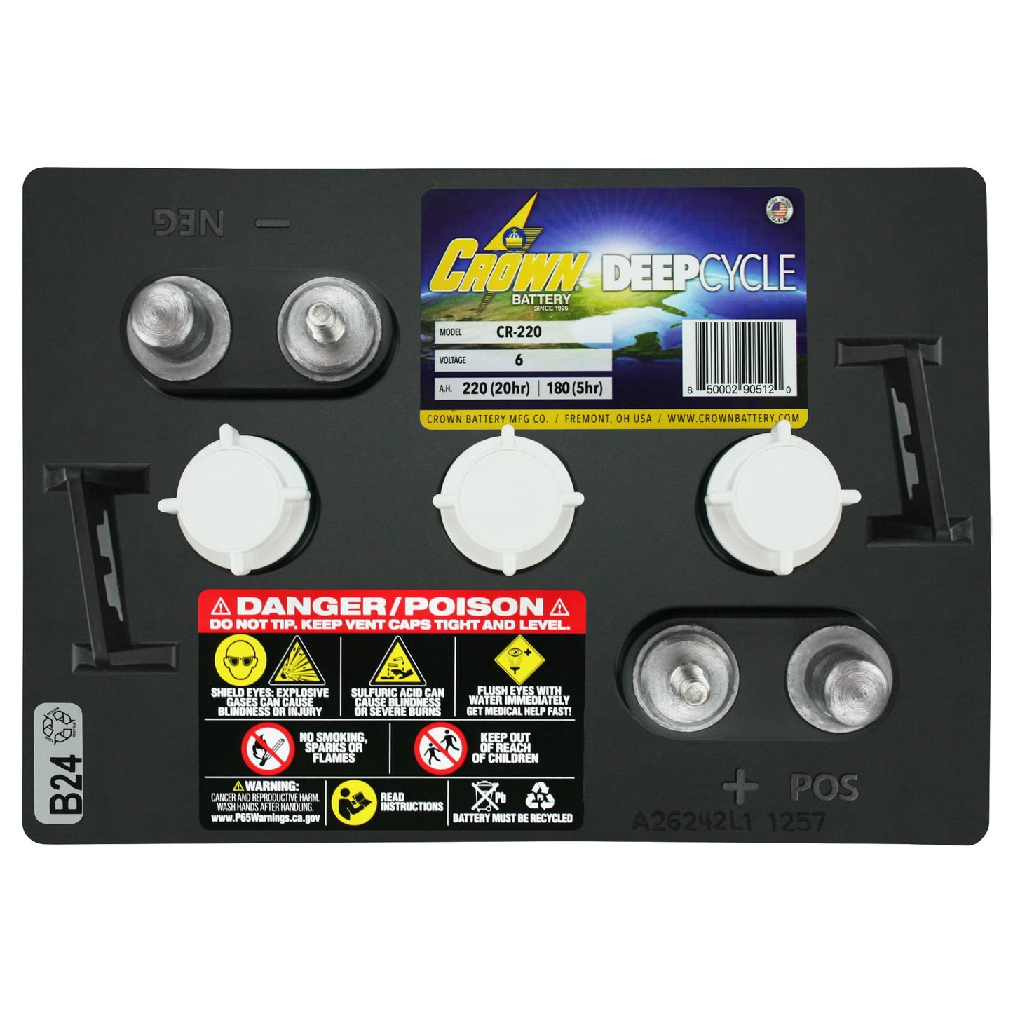 PowerStar Crown CR-220 Group GC2 6V 220 AH Battery X4