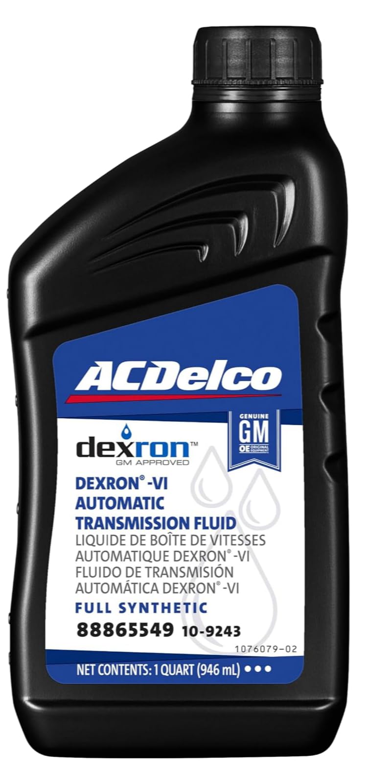 ACDelco 10-9243 (88865549) Dexron VI Full Synthetic Automatic Transmission Fluid - 1 qt (Case of 12)