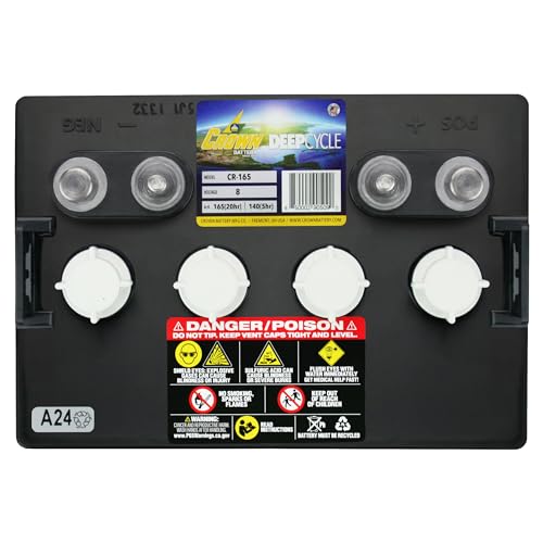 Crown CR-165 8V Deep-Cycle Flooded Battery Replaces Trojan T-875 X4