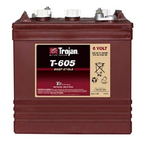 Trojan T-605 6V 210Ah Flooded Lead Acid GC2 Deep Cycle Battery x2