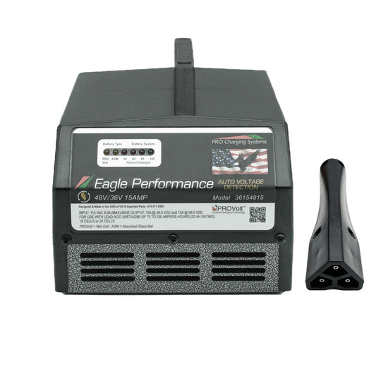 Eagle Performance i36154815 Smart Battery Charger, Auto Detect 36V/48V, with EZGO RXV 7ft Cord (602RXV-EZGO), Golf Cart Charger by Pro Charging Systems