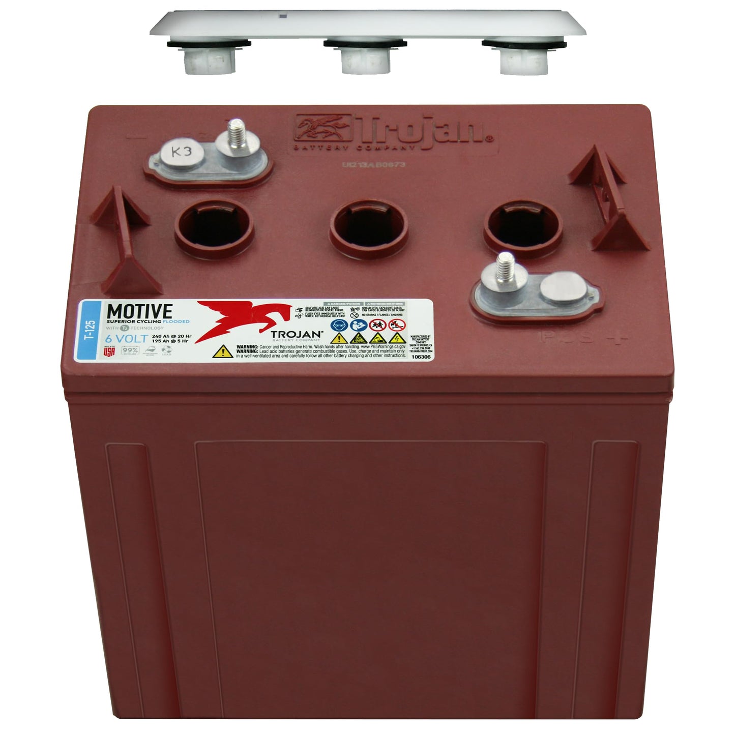 Trojan T-125 240Ah, 6V Deep Cycle Battery - 4 Pack