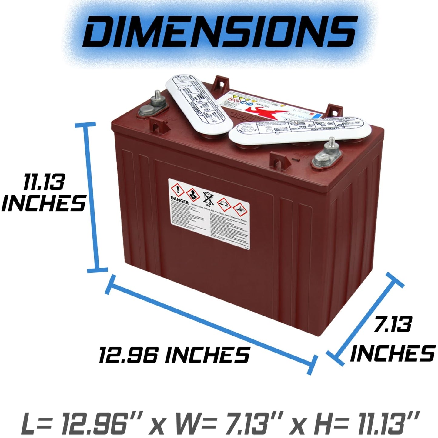 Trojan T1275 12 Volt, 150 AH Deep Cycle Battery - 6 Pack