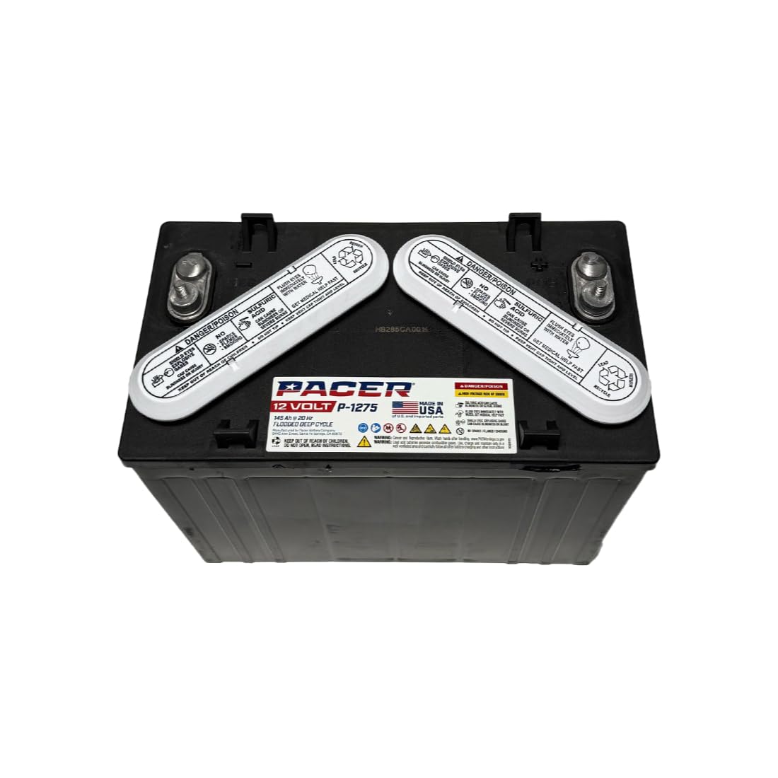 (Set of 8) Pacer P-1275 12V 145Ah Deep Cycle Golf Cart, Solar, Marine, RV, and Industrial Use Battery. Compatible with Trojan T-1275 | T1275