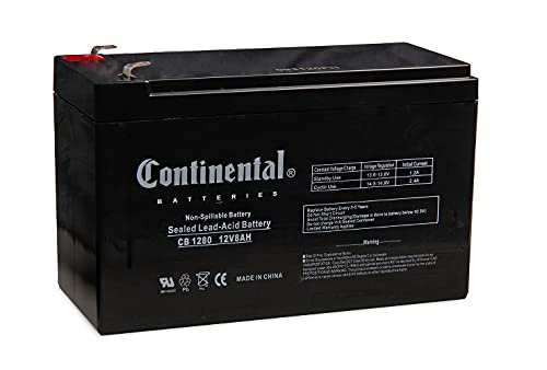 Continental Battery CB 1280 F1 12V 8Ah SLA AGM Battery, T1/F1 Terminals Rechargeable Sealed 12V 7Ah Application