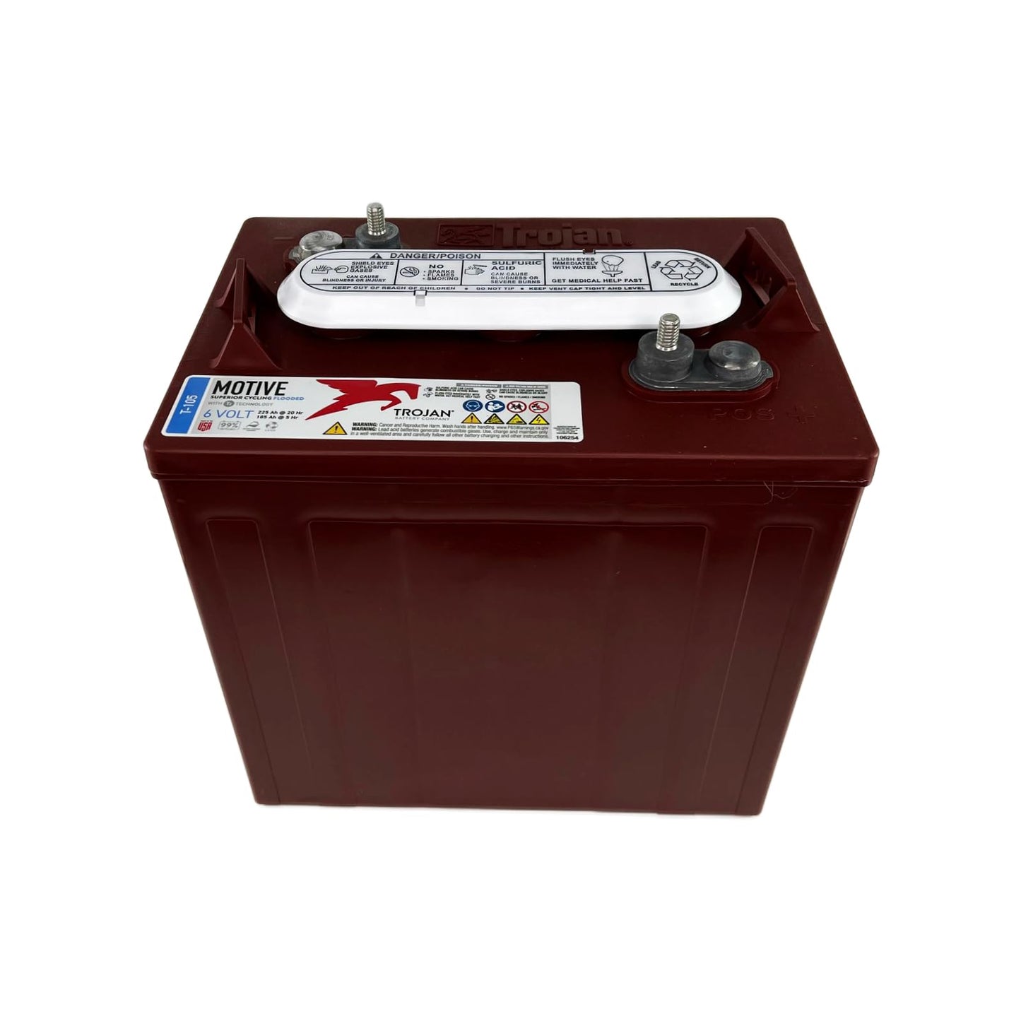 Trojan T-105 6V Deep Cycle Battery, 225Ah 20-Hr Rate, Flooded Lead Acid - Set of 4