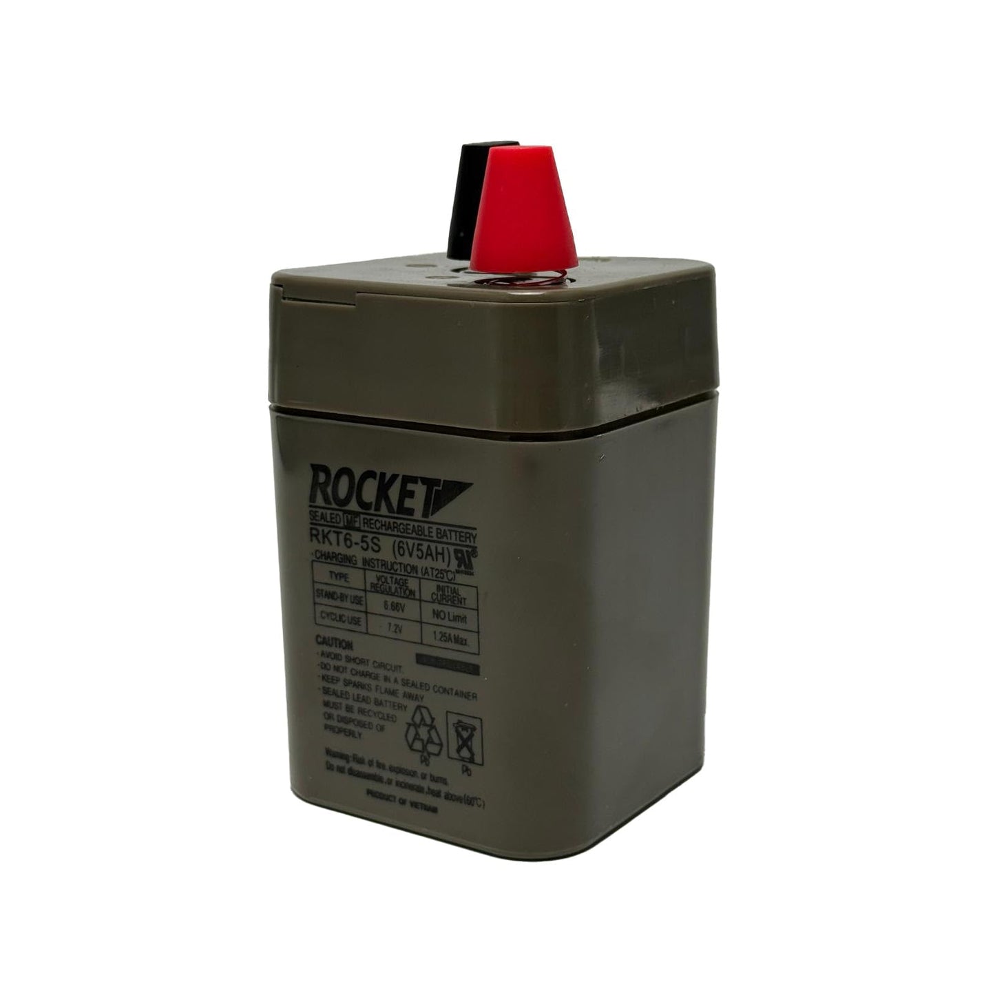 ROCKET RKT6-5S 6V 5Ah SLA AGM Battery - Spring Terminals