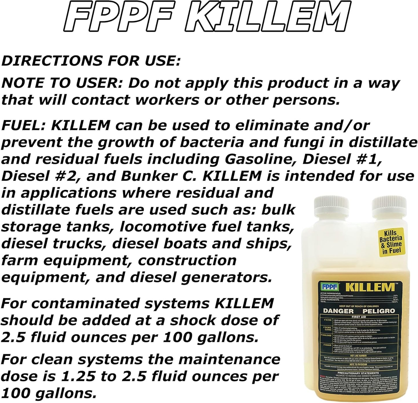 FPPF Killem 00119 Biocide, 16 oz. Bottle (Pack of 6)