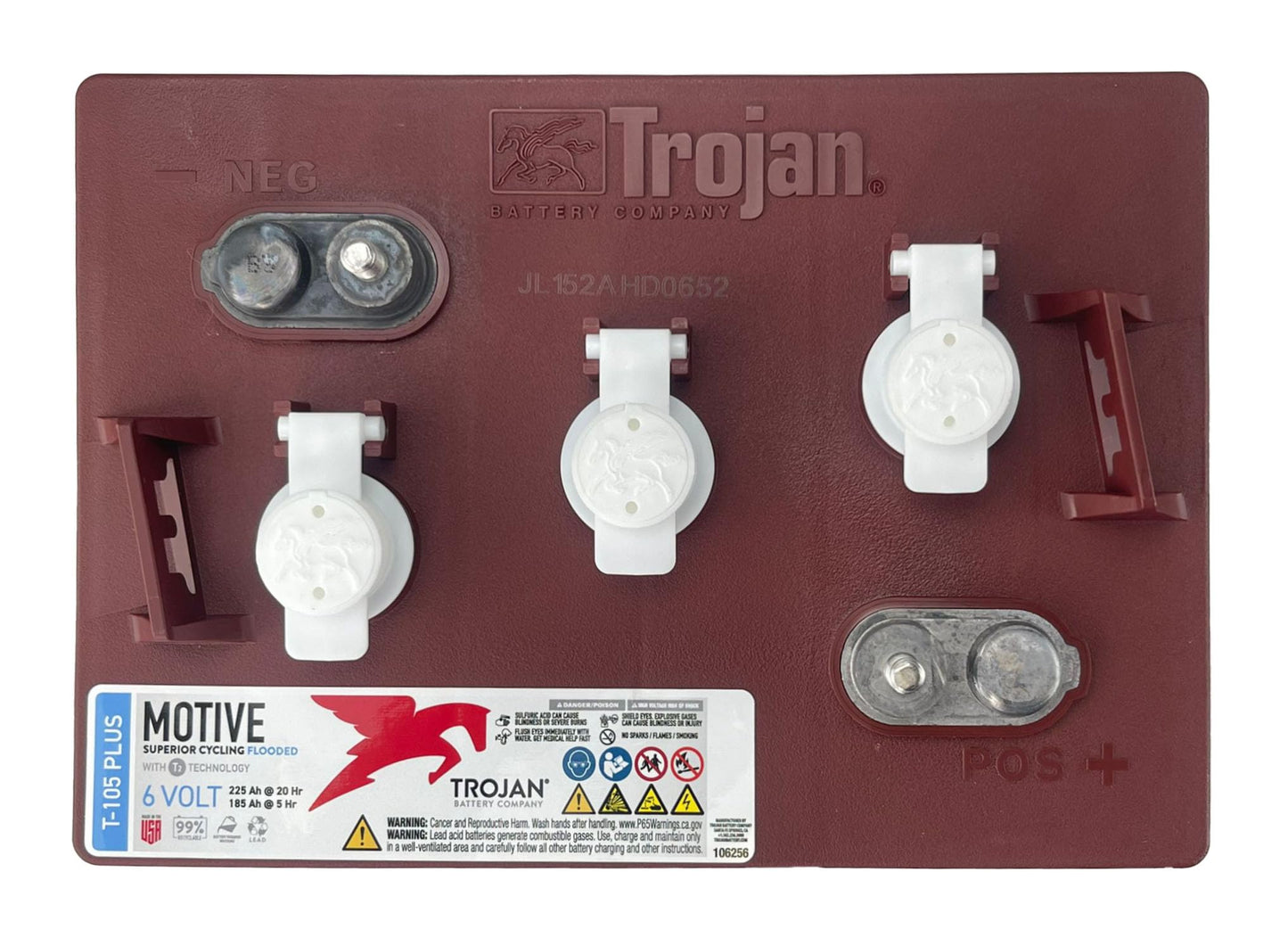 Trojan T-105 Plus 6V 225Ah Deep Cycle Flooded Battery – Pack of 6