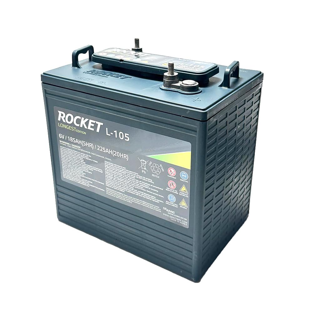 Rocket L-105 225Ah 6V Golf Cart Battery - Replaces Trojan T-105 (Set of 8)