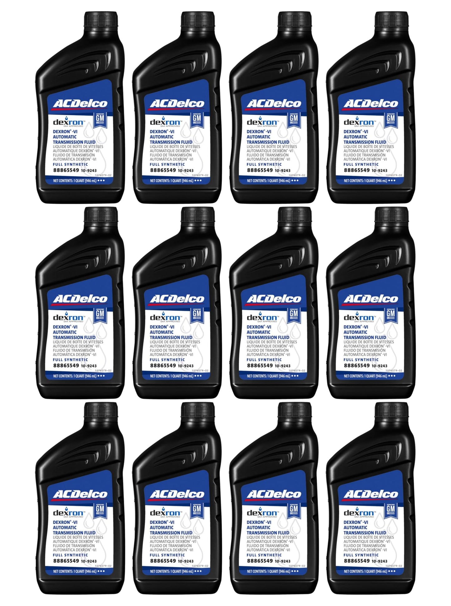 ACDelco 10-9243 (88865549) Dexron VI Full Synthetic Automatic Transmission Fluid - 1 qt (Case of 12)