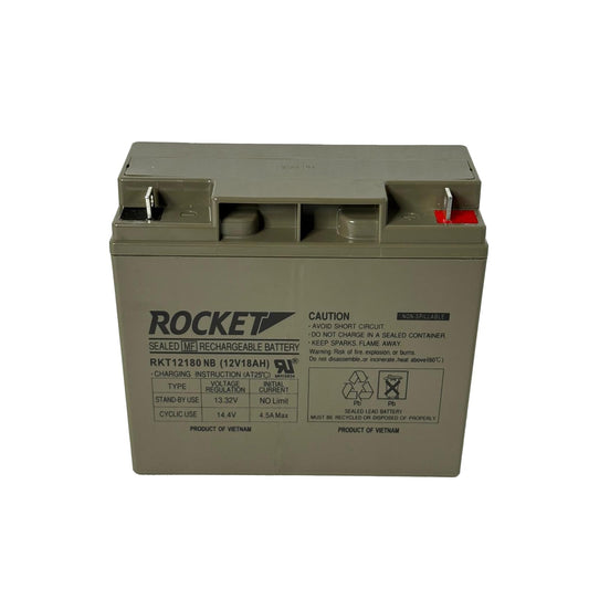 ROCKET RKT12180 NB 12V 18Ah Sealed Lead Acid AGM Battery – Rechargeable, Maintenance-Free, Non-Spillable with Nut & Bolt Terminal – For UPS, Mobility, Solar, and Backup Systems