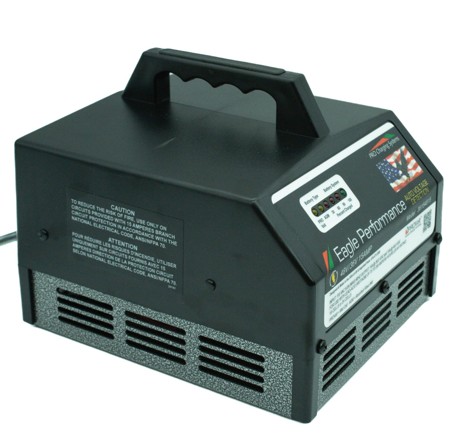 Eagle Performance i36154815 Smart Battery Charger, Auto Detect 36V/48V, with EZGO RXV 7ft Cord (602RXV-EZGO), Golf Cart Charger by Pro Charging Systems