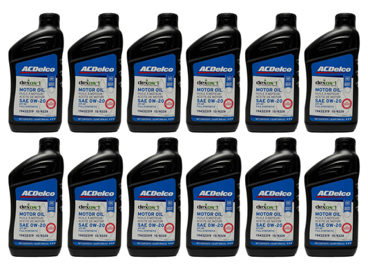 ACDelco GM Original Equipment 10-9326 (19432319) dexos™1 GEN 3 Full Synthetic 0W-20 Motor Oil - 1 qt (Case of 12)