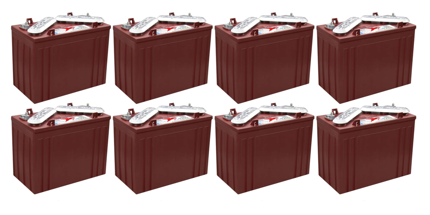 Trojan T-1275 12V Flooded Lead Acid Battery, 150Ah 20-Hr Rate - Set of 8