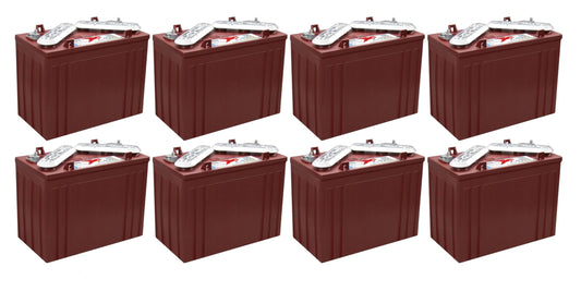Trojan T-1275 12V Flooded Lead Acid Battery, 150Ah 20-Hr Rate - Set of 8