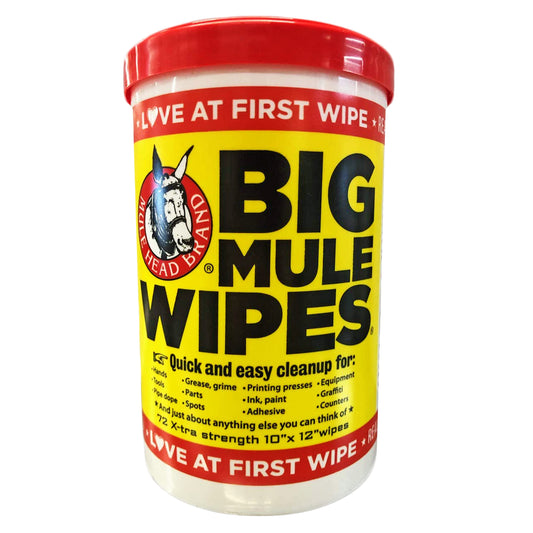 Big Mule Wipes -6 Mule Head Brand Wipes 72 Count Oil and Grease/Grime Remover