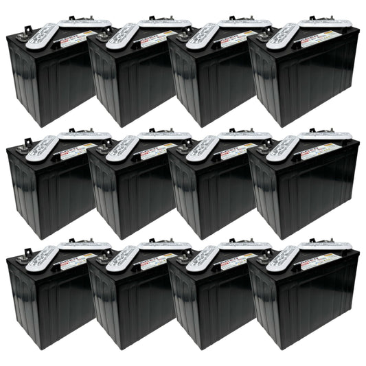 (Set of 12) Pacer P-1275 12V 145Ah Deep Cycle Golf Cart, Solar, Marine, RV, and Industrial Use Battery. Compatible with Trojan T-1275 | T1275