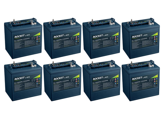ROCKET L-605 210Ah 6V Golf Cart Battery - Compatible with Trojan T-105 T-605 (Set of 8)