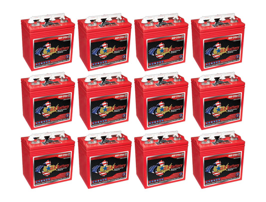 12 Pack | U.S. Battery US8VGC 8V 170Ah Deep Cycle Golf Cart, Solar, Marine, RV, and Industrial Use Battery - Replaces T-875 | T875