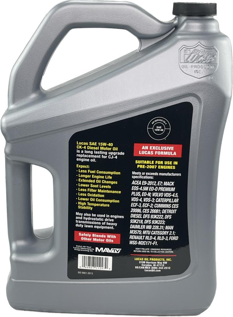 Lucas Oil 11247 Synthetic SAE 15W-40 CK-4 Diesel Oil - 1 Gallon (Pack of 4)