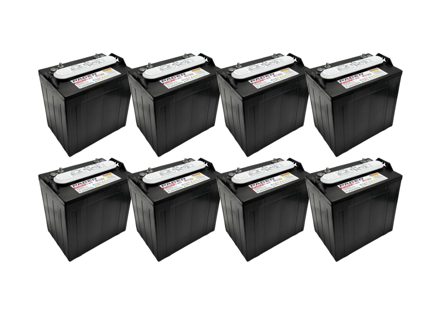 (Set of 8) Pacer P-875 8 Volt 165Ah Golf Cart, Solar, Marine, RV, and Industrial Use Deep Cycle Battery - Compatible with T-875 | T875