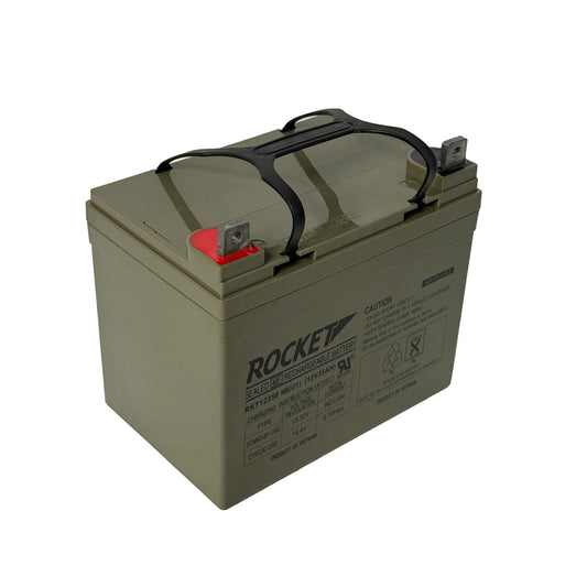 ROCKET RKT12350 NB(U1) 12V 35Ah Sealed Lead Acid AGM Battery – Rechargeable, Maintenance-Free, Non-Spillable with Nut & Bolt Terminals – Ideal for Mobility, Solar, UPS Backup