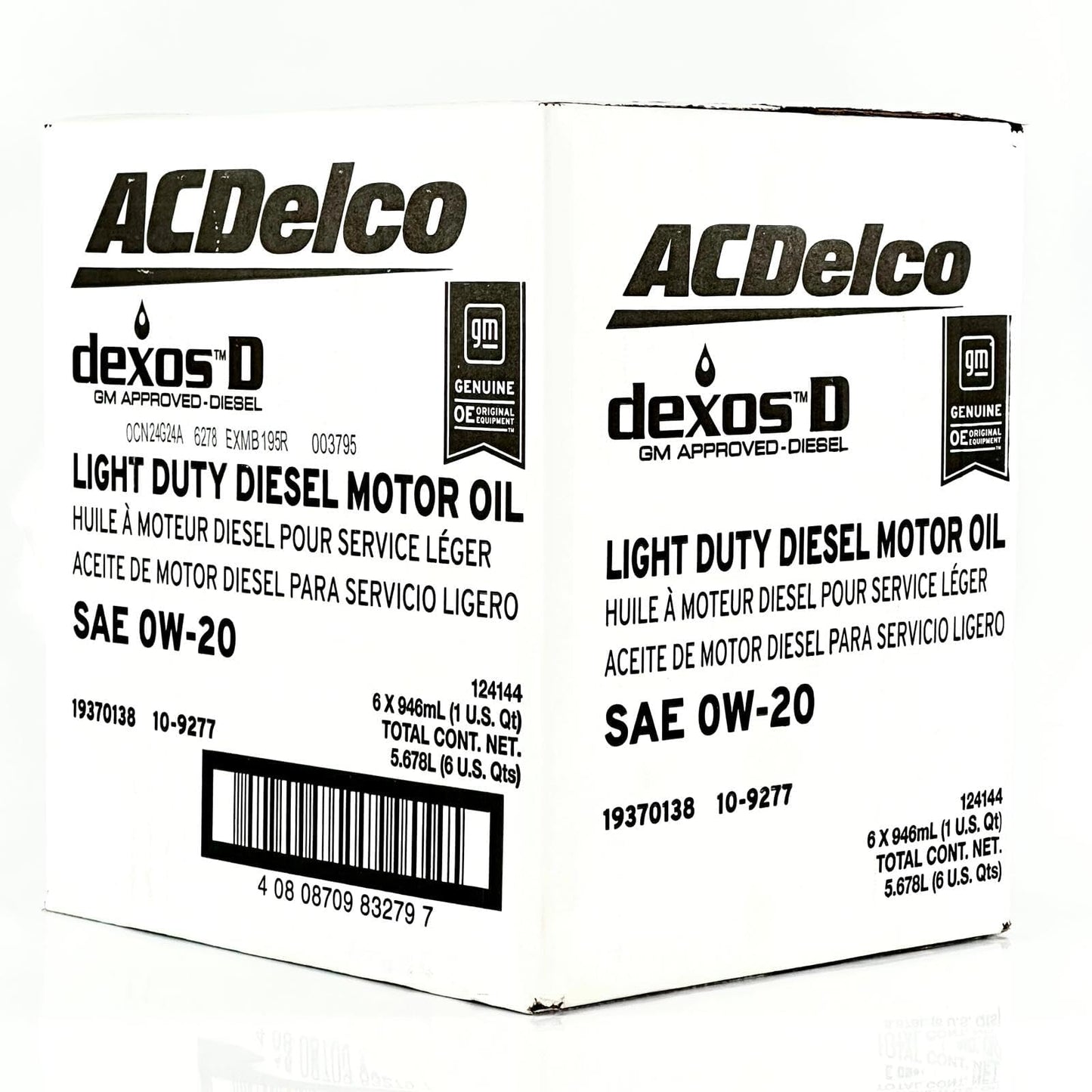 ACDelco GM Original Equipment 10-9277 (19370138) dexosD™ 0W-20 Diesel Motor Oil - 1 qt (Pack of 6)