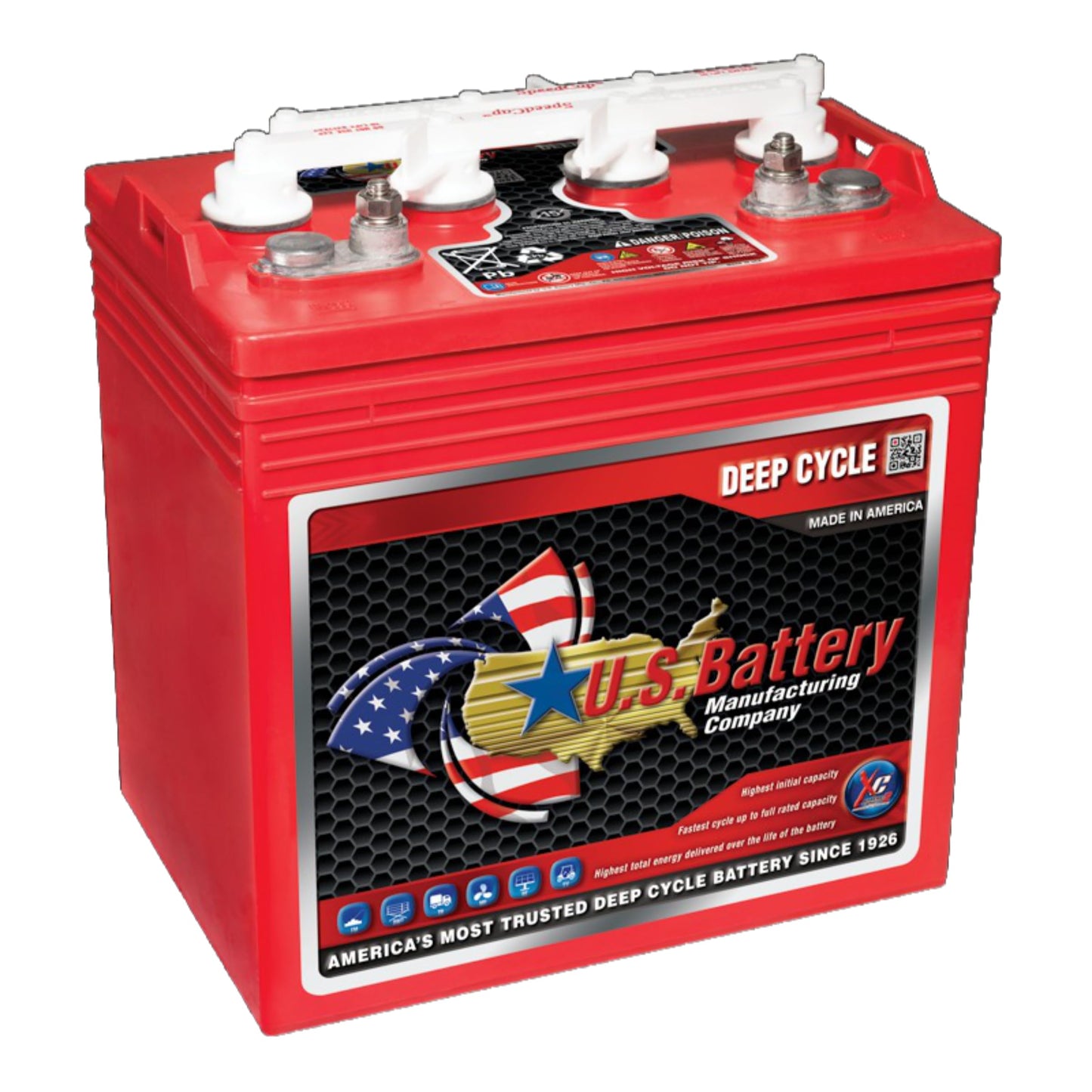 12 Pack | U.S. Battery US8VGC 8V 170Ah Deep Cycle Golf Cart, Solar, Marine, RV, and Industrial Use Battery - Replaces T-875 | T875