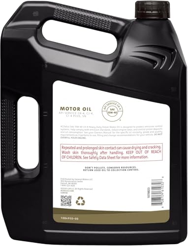 ACDelco Gold 10-9214 (88865911) CK-4 Diesel 15W-40 Motor Oil - 1 gal (Case of 3)