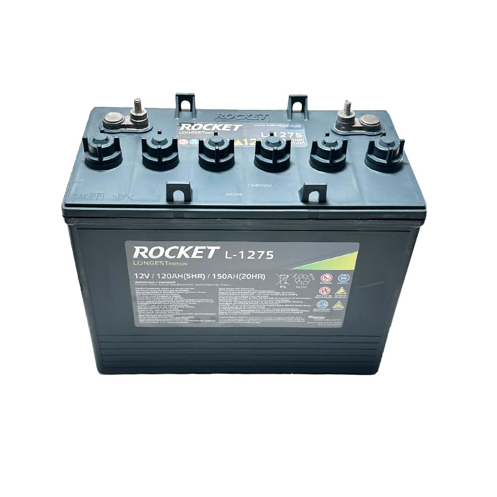 Rocket L-1275 150Ah 12V GC Battery - Replaces Trojan T-1275 Plus (Set of 6)