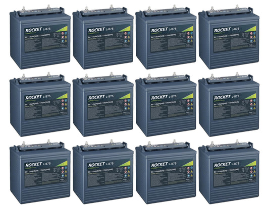 Rocket L-875 170Ah 8V Golf Cart Battery - Replaces Trojan T-875 (Set of 12)