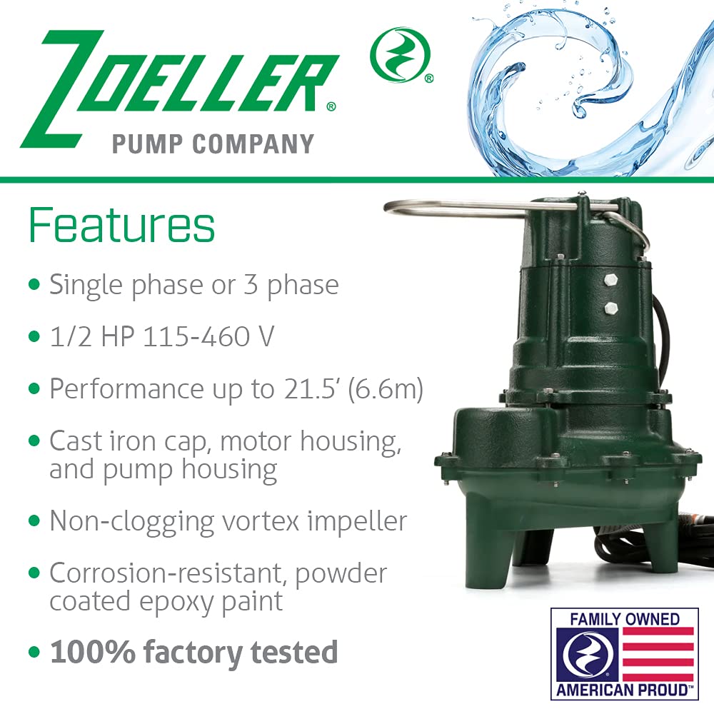 Zoeller Zoeller 267-0001 1/2 HP Automatic Submersible Sewage and Effluent Pump