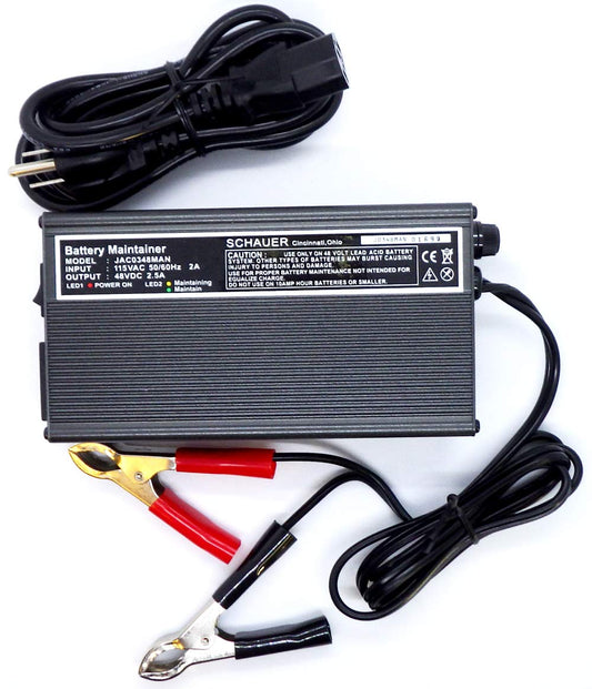Schauer 48V Golf Cart Battery Maintainer - Lead Acid Battery Charge Maintainer - 115VAC Input | 48VDC Output | 2.5A Charge Rate