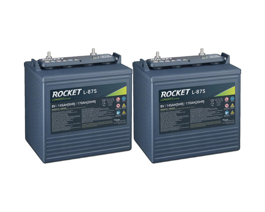 Rocket L-875 170Ah 8V Golf Cart Battery - Replaces Trojan T-875 (Set of 2)