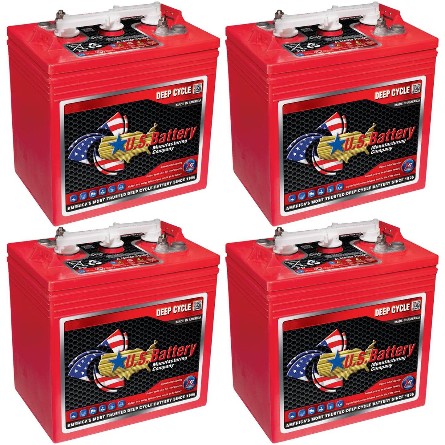 US Battery US125CS T-125 6V 240Ah Flooded Lead Acid GC2 Deep Cycle Battery x 4