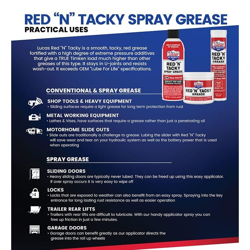 Lucas 10005-30PK Red N' Tacky Grease, (Pack of 30)