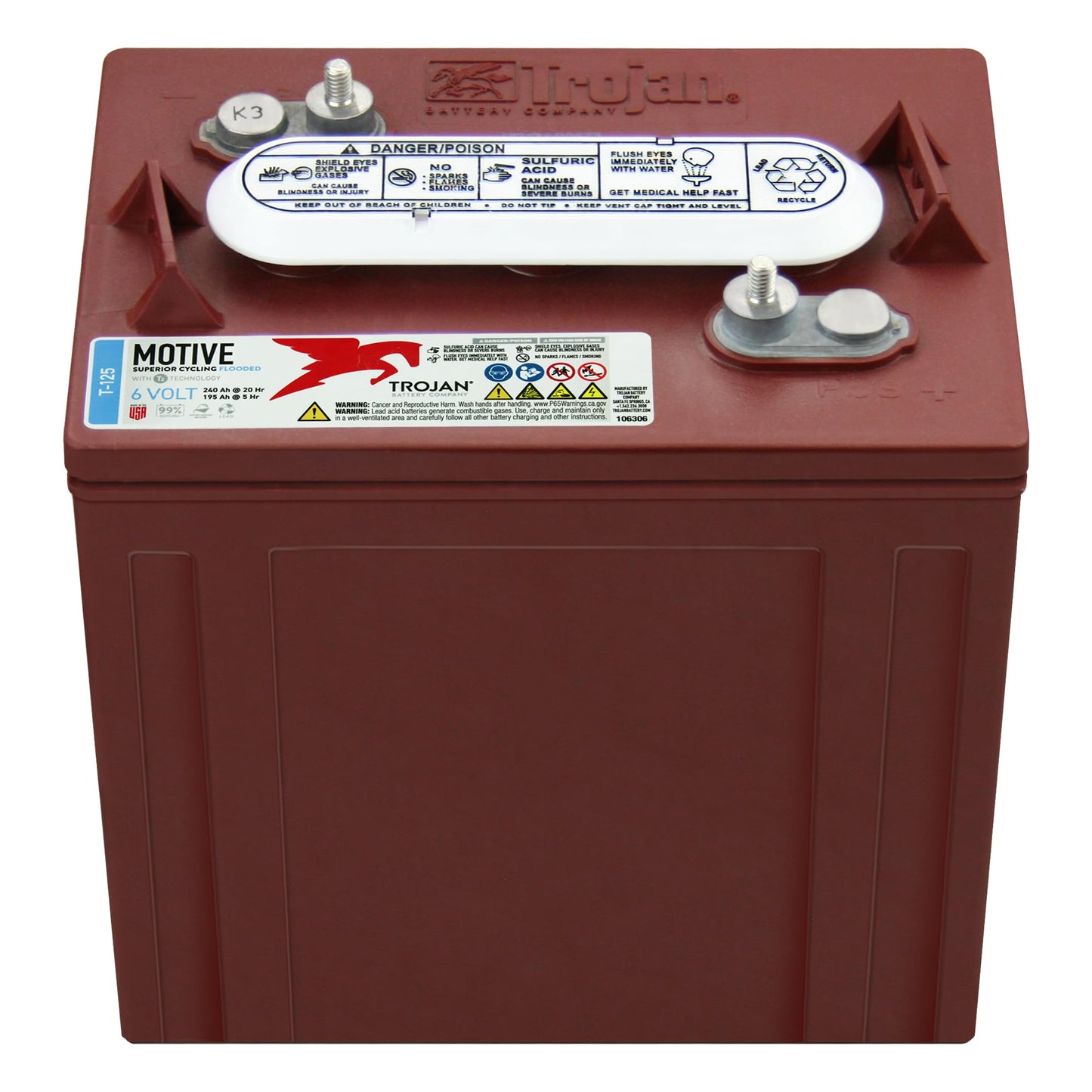 Trojan T-125 6V 240Ah Flooded Lead Acid GC2 Deep Cycle Battery x2